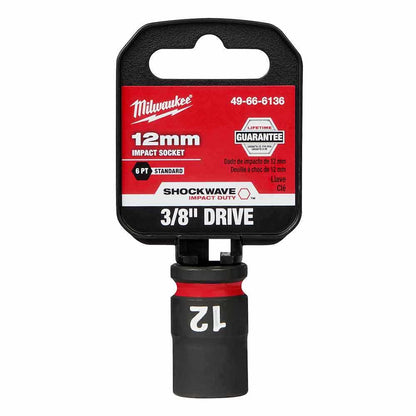 MILWAUKEE SHOCKWAVE 3 8 Drive 12mm Standard 6 Point Impact Socket 49666136