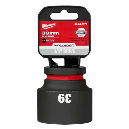 MILWAUKEE SHOCKWAVE 3/4inch Drive 39mm Standard 6 Point Impact Socket 49666377