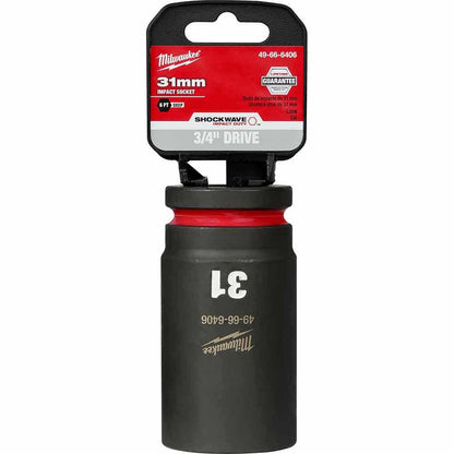 MILWAUKEE SHOCKWAVE 3 4inch Drive 31mm Deep 6 Point Impact Socket 49666406