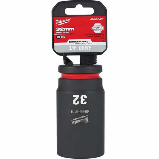 MILWAUKEE SHOCKWAVE 3 4inch Drive 32mm Deep 6 Point Impact Socket 49666407