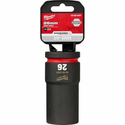 MILWAUKEE SHOCKWAVE 3 4inch Drive 26mm Deep 6 Point Impact Socket 49666401