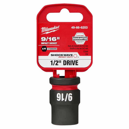 MILWAUKEE SHOCKWAVE 1/2" Drive 9/16" Standard 6 Point Impact Socket 49666203