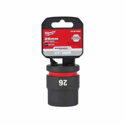 MILWAUKEE SHOCKWAVE 3/4inch Drive 26mm Standard 6 Point Impact Socket 49666364