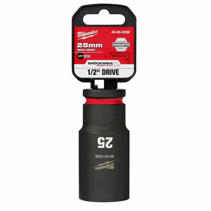 MILWAUKEE SHOCKWAVE 1 2inch Drive 25mm Deep 6 Point Impact Socket 49666286