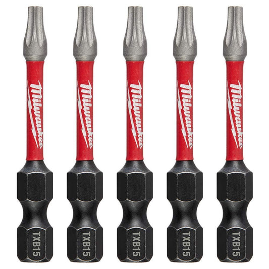 MILWAUKEE T15 x 50mm Torx Power Impact Screwdriver Bit - SHOCKWAVE - 5 Piece 48324693