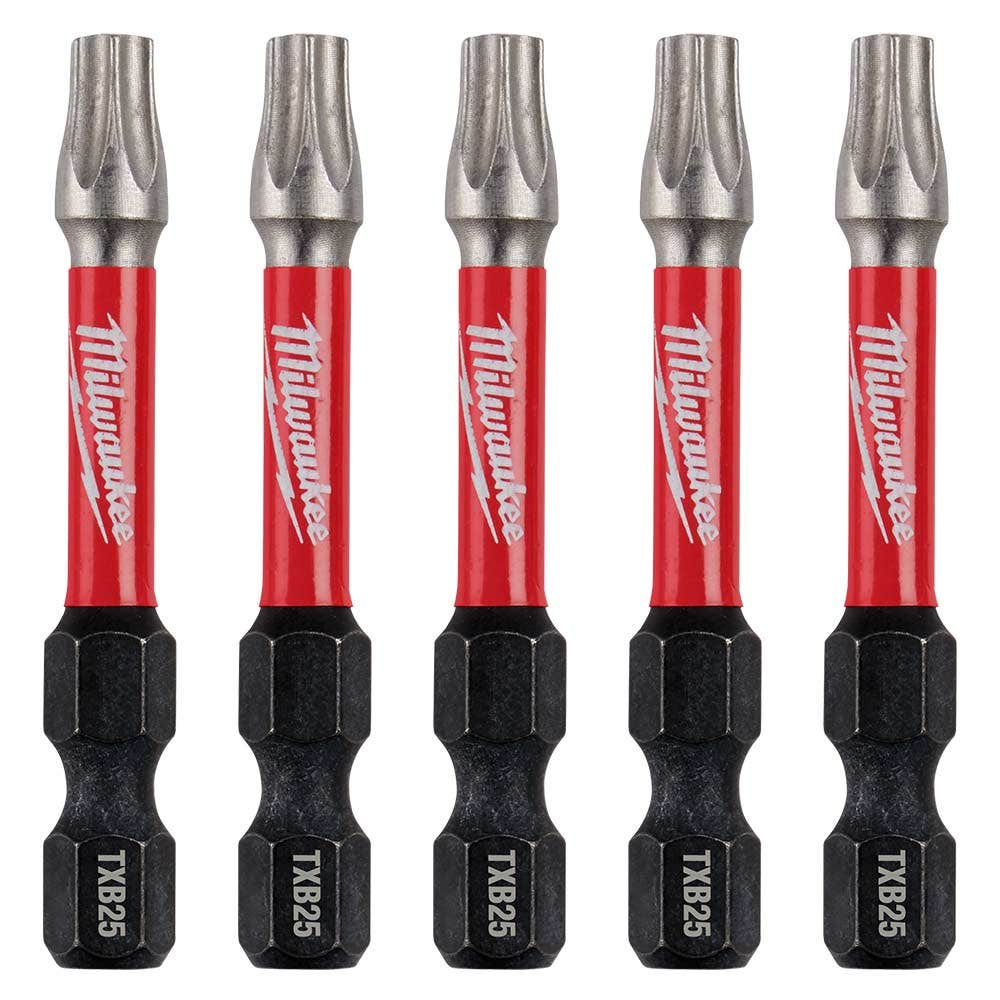 MILWAUKEE T25 x 50mm Torx Power Impact Screwdriver Bit - SHOCKWAVE - 5 Piece 48324696