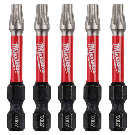 MILWAUKEE T27 x 50mm Torx Power Impact Screwdriver Bit - SHOCKWAVE - 5 Piece 48324697