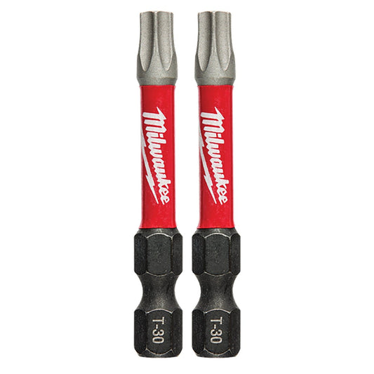 MILWAUKEE T30 x 50mm Torx Insert Screwdriver Bit - SHOCKWAVE - 2 Piece 48324914