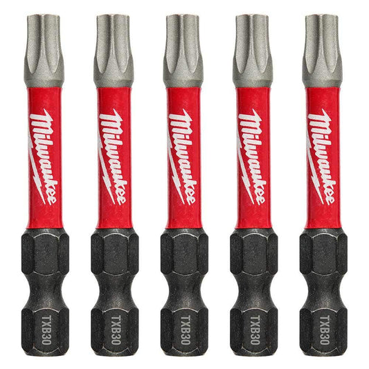 MILWAUKEE T30 x 50mm Torx Power Impact Screwdriver Bit - SHOCKWAVE - 5 Piece 48324698