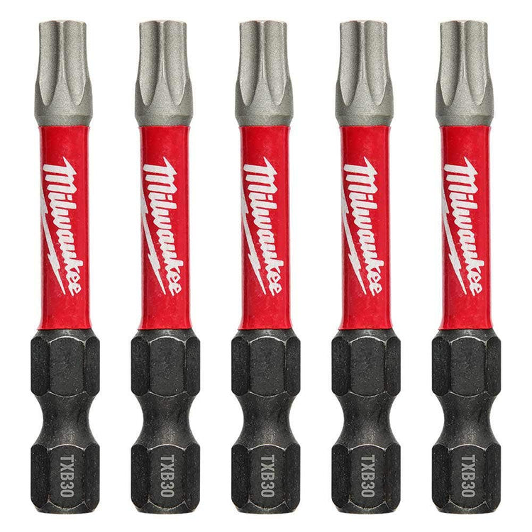 MILWAUKEE T30 x 50mm Torx Power Impact Screwdriver Bit - SHOCKWAVE - 5 Piece 48324698