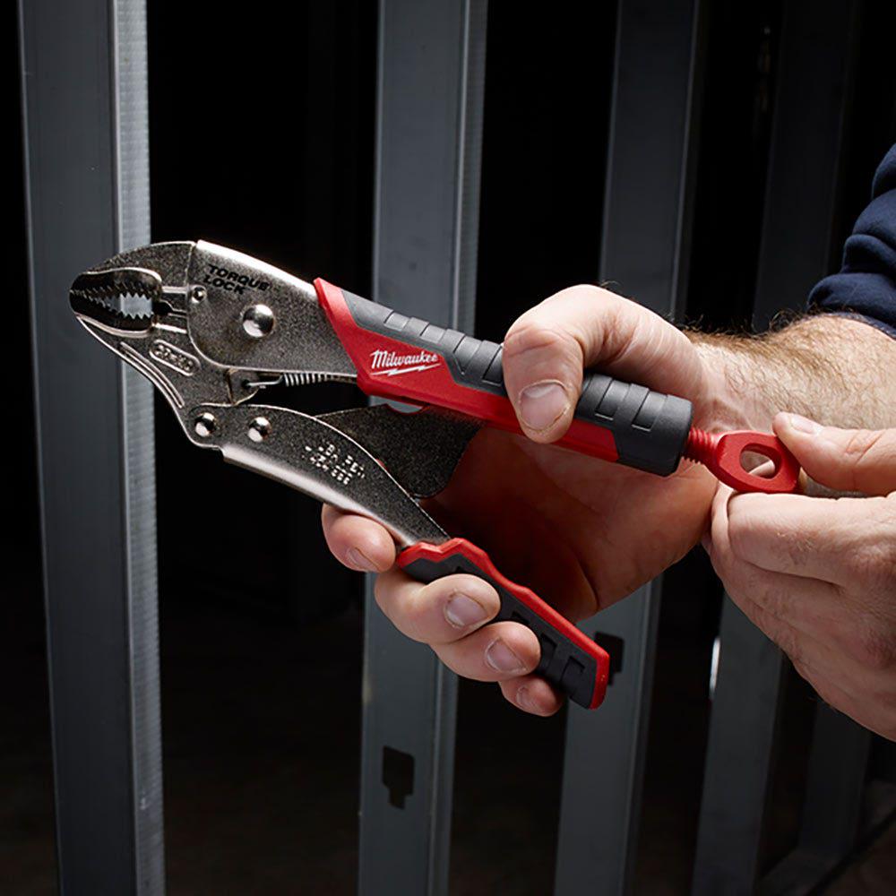 MILWAUKEE Torque Lock 2 Piece Curved Jaw Soft Grip Locking Plier Set 48223402