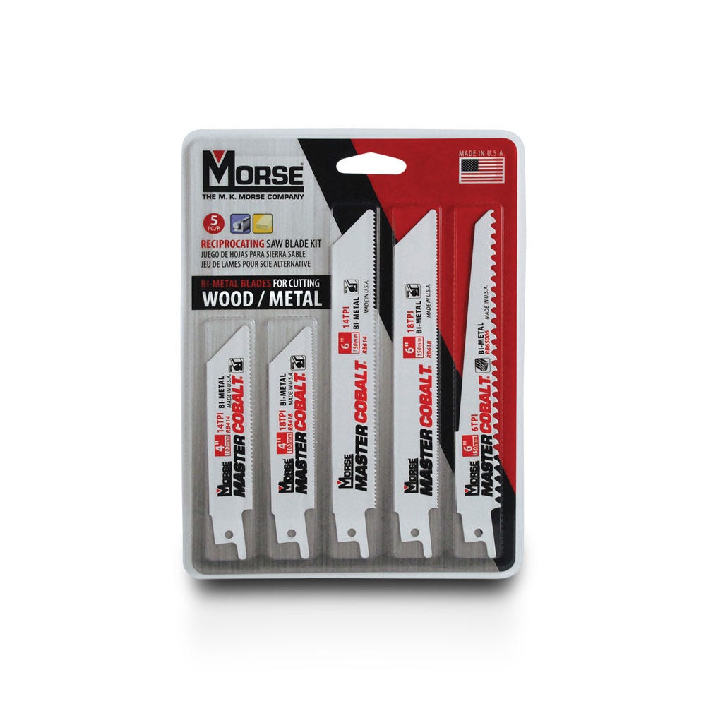MORSE Bi-Metal Reciprocating Saw Blade Kit - Wood Metal - 5 Piece
