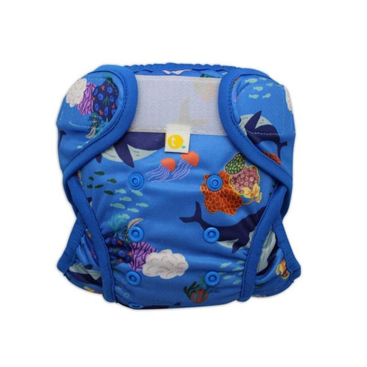 Tyoub x Suki McMaster Adjustable Reusable Swim Nappy & Wet Bag - Whales (One Size)