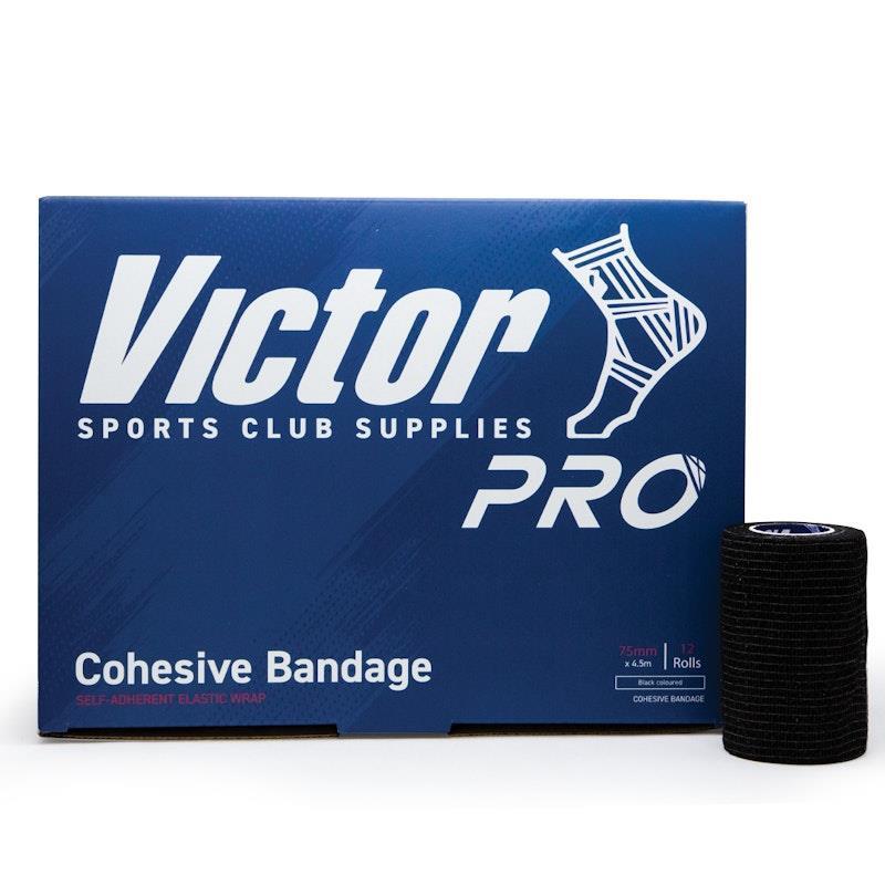 Victor Pro Cohesive Bandage Box (12 rolls) Black 75mm