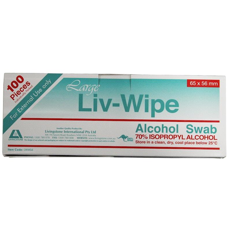 Liv-Wipe 70% Alcohol Swabs Prep Pad - Large 100 Pieces