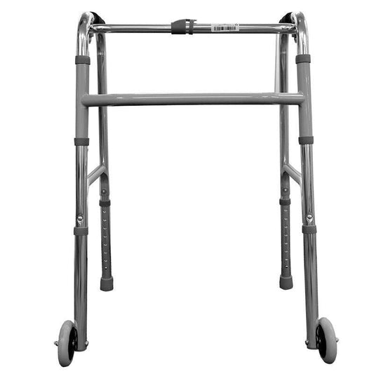 Livingstone Walking Frame - Adjustable Foldable Aluminium with 2 Front Castors (Silver)