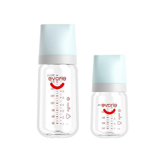 Evorie Tritan Wide-neck Baby Milk Feeding Bottle Starter Set - 160mL & 240mL, Blue