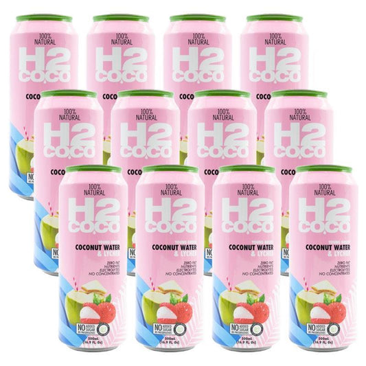 H2Coco 500mL Pure Coconut Water with Lychee - 12 Pack