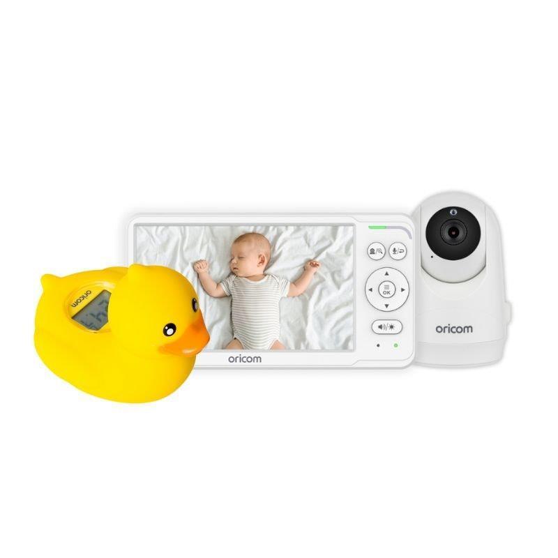 Oricom 6? Video Baby Monitor with Motorised Pan Tilt and Duck Digital Bath and Room Thermometer Bundle