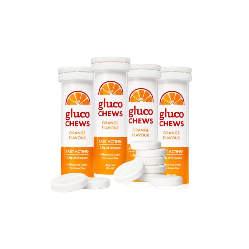 Glucology Fast Acting Glucochews 4 Tube, 10 Chews per tube, Orange (4x10)
