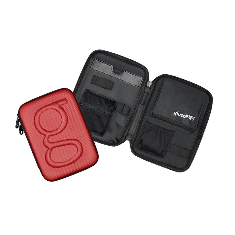 Glucology Travel Classic Case for Blood Glucose Monitors and Insulin Pens Red