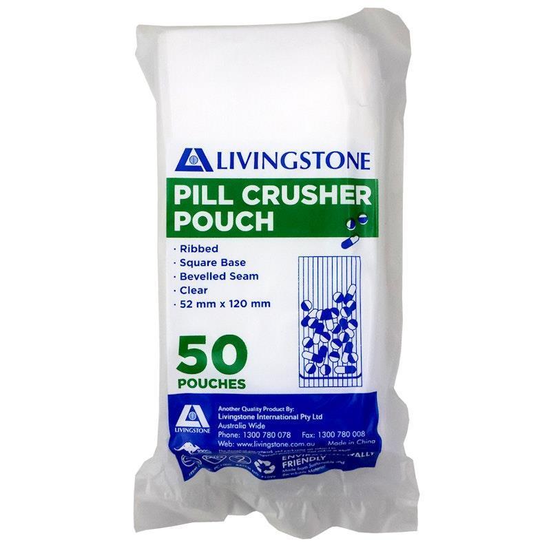 Livingstone Medicine Pill Crusher Pouch Ribbed Clear 52 x 120mm 50 Pieces/Pack