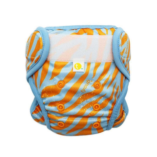 Tyoub Adjustable Reusable Swim Nappy & Wet Bag - Tiger Blue Orange (One Size)