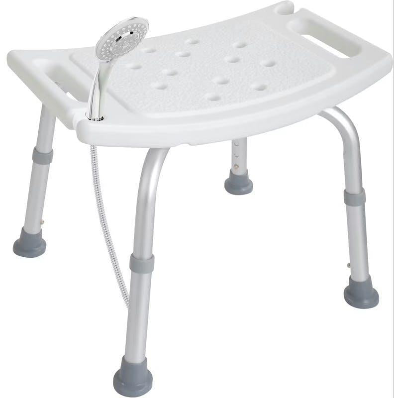 Altus Adjustable Shower Chair Stool Aluminium Frame Shower Bench Seat White