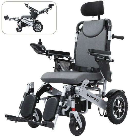 Equipmed Power Electric Wheelchair - Folding, Airline Approved, Recline Adjustment
