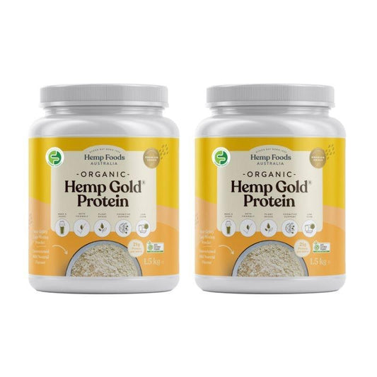 Hemp Foods Australia Organic Hemp Goldå¨ Protein Powder 1.5kg Twin Pack - Natural Muscle Strength Booster