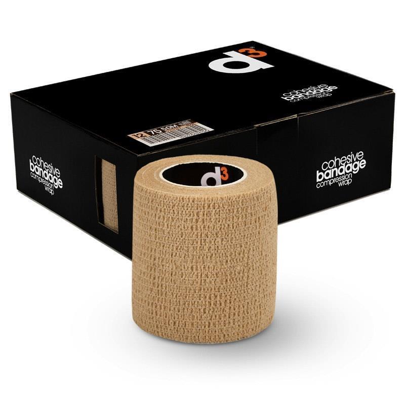 d3 Cohesive Wrap 75mm x 5m Beige Box of 12 Rolls