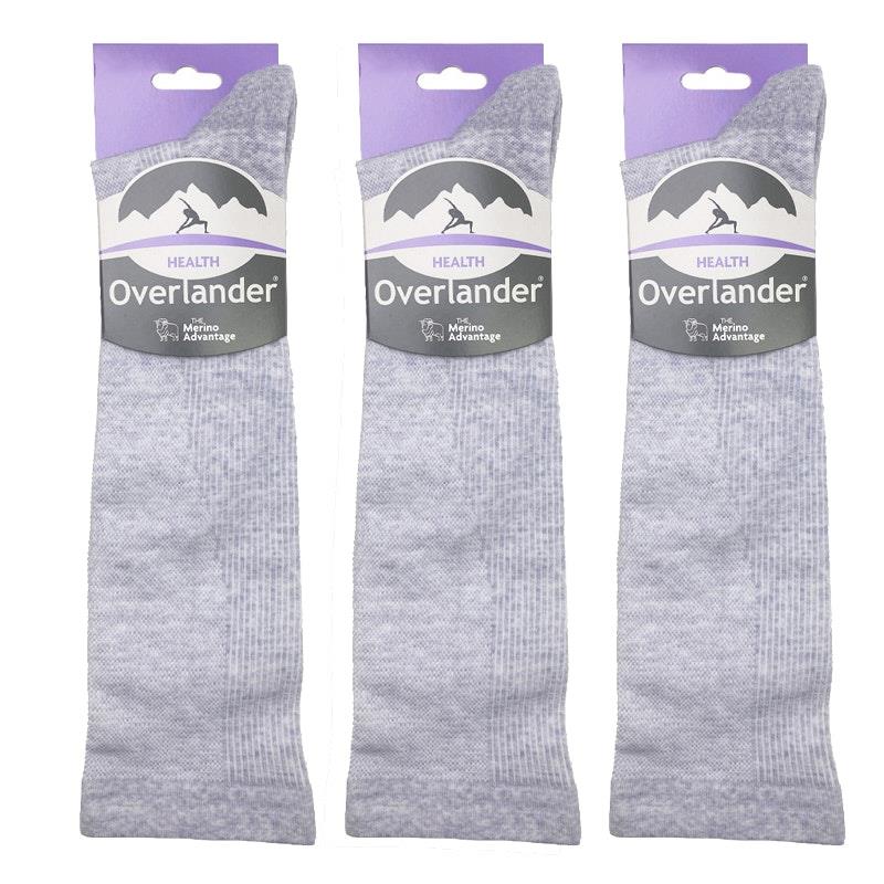 Overlander 3 pairs of Men's Merino Wool Health Compression Socks - Grey Melange Size 11-14