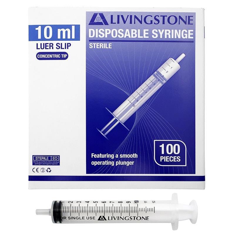 Livingstone Syringe Luer Slip Tip Concentric Nozzle Sterile 10mL 100 Pieces/Box