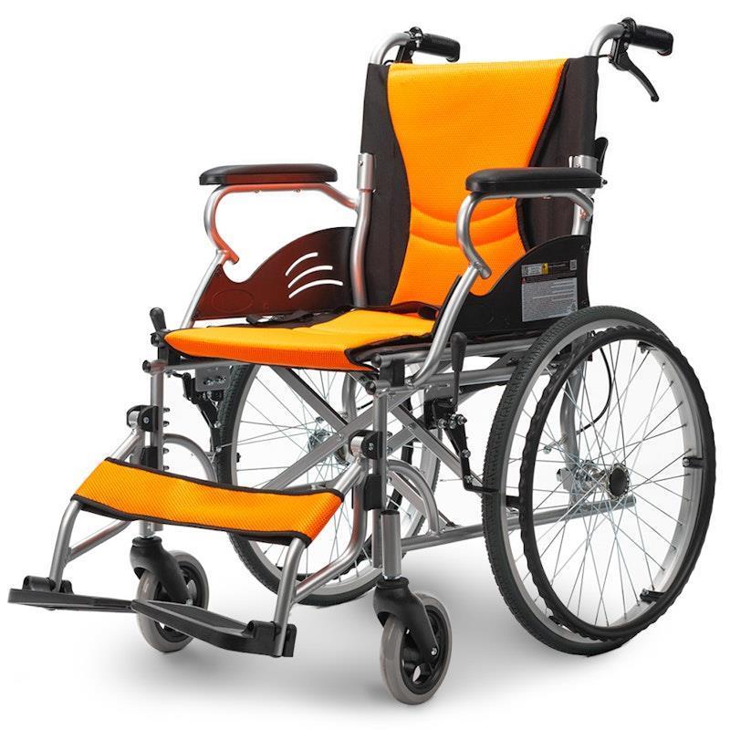 Equipmed 20 Inch Folding Aluminium Wheelchair Orange