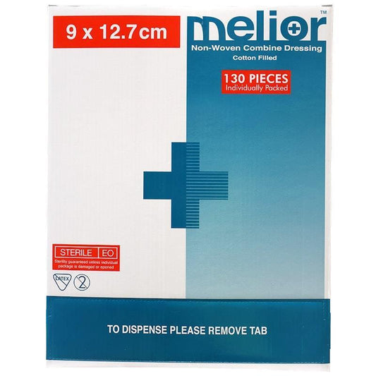 Melior Combine Dressing Pads Sterile 9 x 12.7cm - 130 Pieces/Box