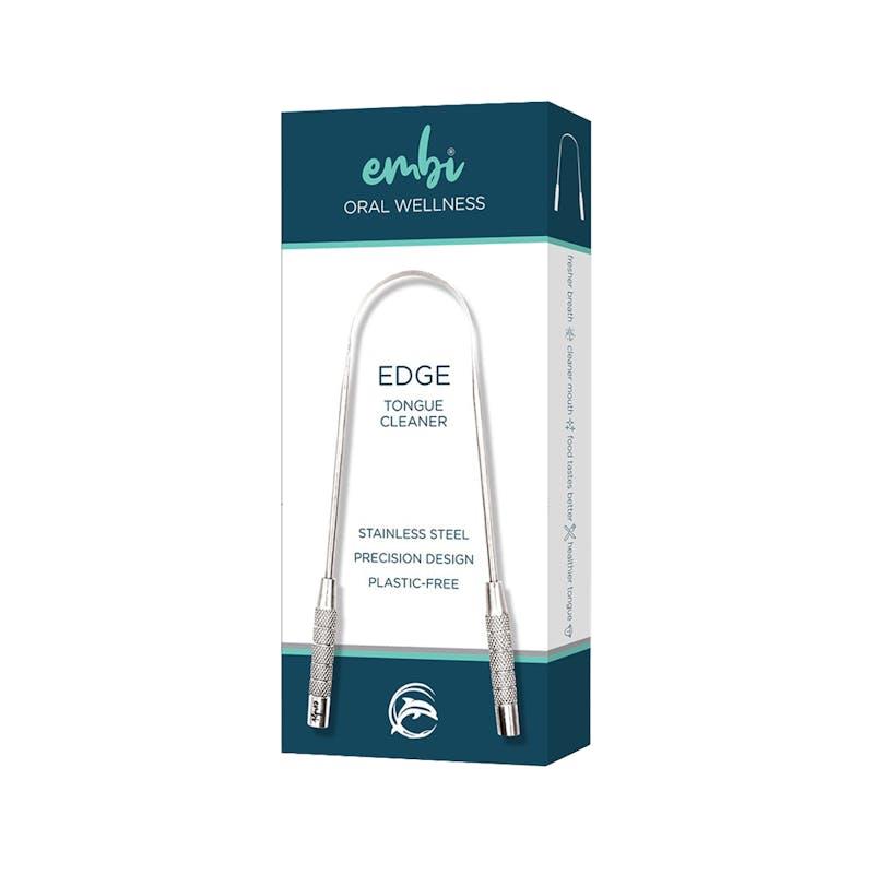 embi Oral Wellness Edge Premium Stainless Steel Tongue Scraper 1pc
