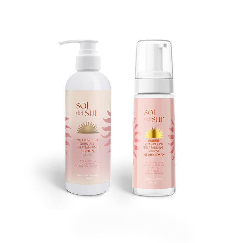 Sol del Sur Self Tan Glow Duo - Medium Dark Bundle for a Radiant Tan