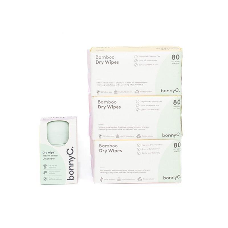 bonnyC Bundle 1 Dispenser and 3 pack dry wipes Bundle