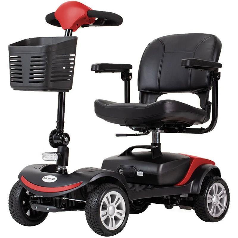 Equipmed Freeroam+ Mid-Sized Foldable Electric Lithium Mobility Scooter - Red