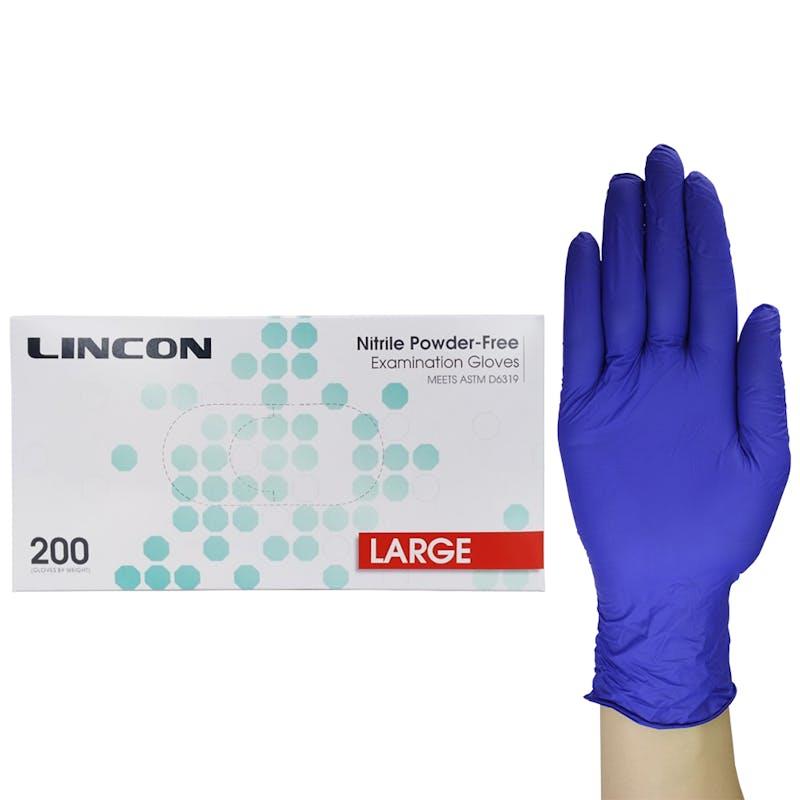 Lincon Nitrile Examination Gloves ASTM Powder Free Large 200 Pieces/Box