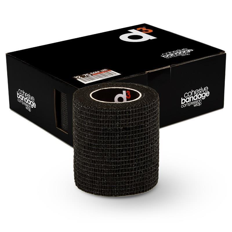 d3 Cohesive Wrap 75mm x 5m Black Box of 12 Rolls