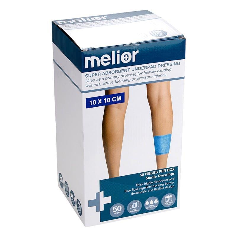 Melior Super Absorbent Dressing Blue 10 x 10cm 50 Pieces/Box
