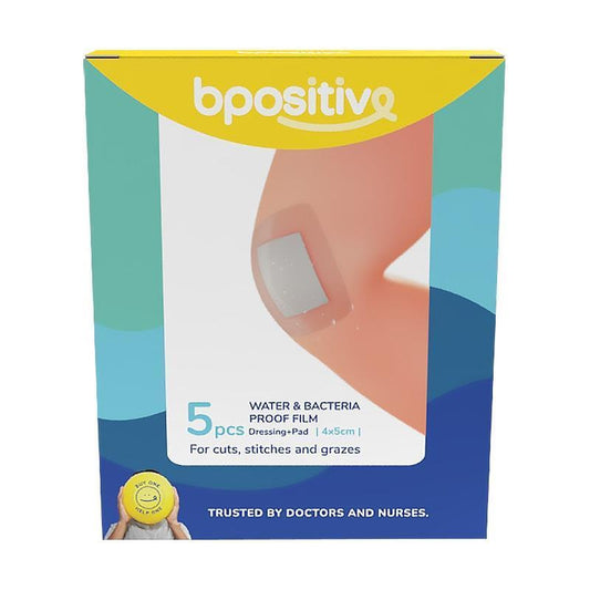bpositive Waterproof & Bacteria-Proof Dressing with Pad 4cm x 5cm - 2 Pack