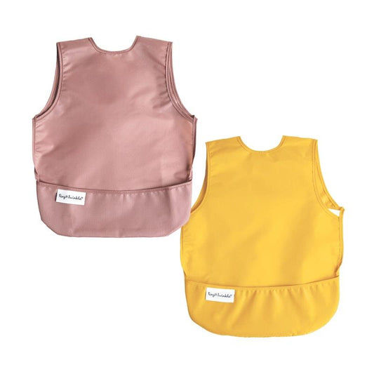 Tiny Twinkle - Mess-Proof Apron Bib 2 Pack - Taupe & Dandelion (2-4Y)