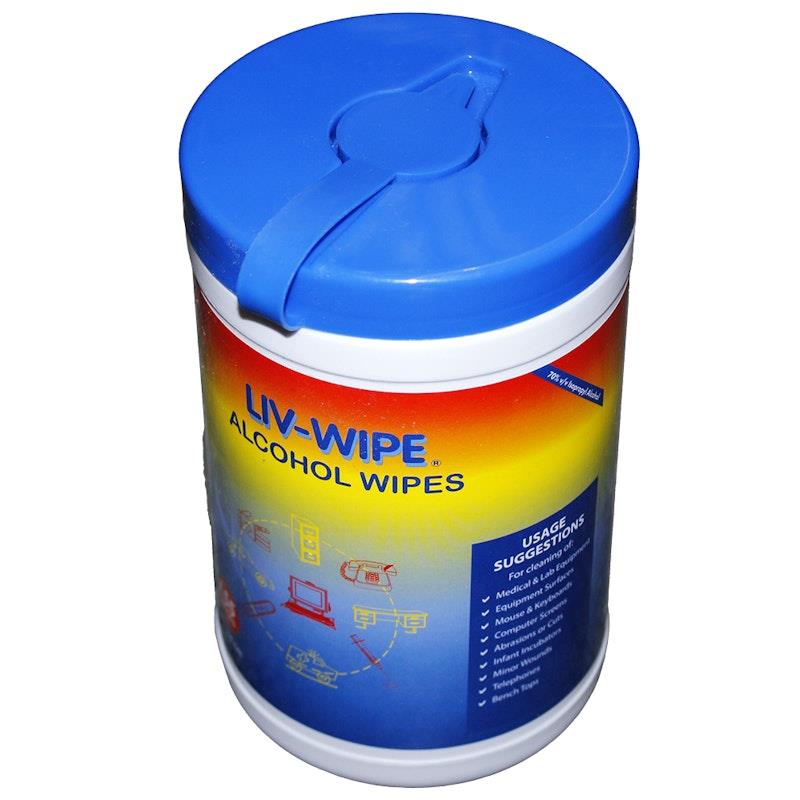 Liv-Wipe Antibacterial 70% Isopropyl Alcohol Wipes 155 Wipes 1tub