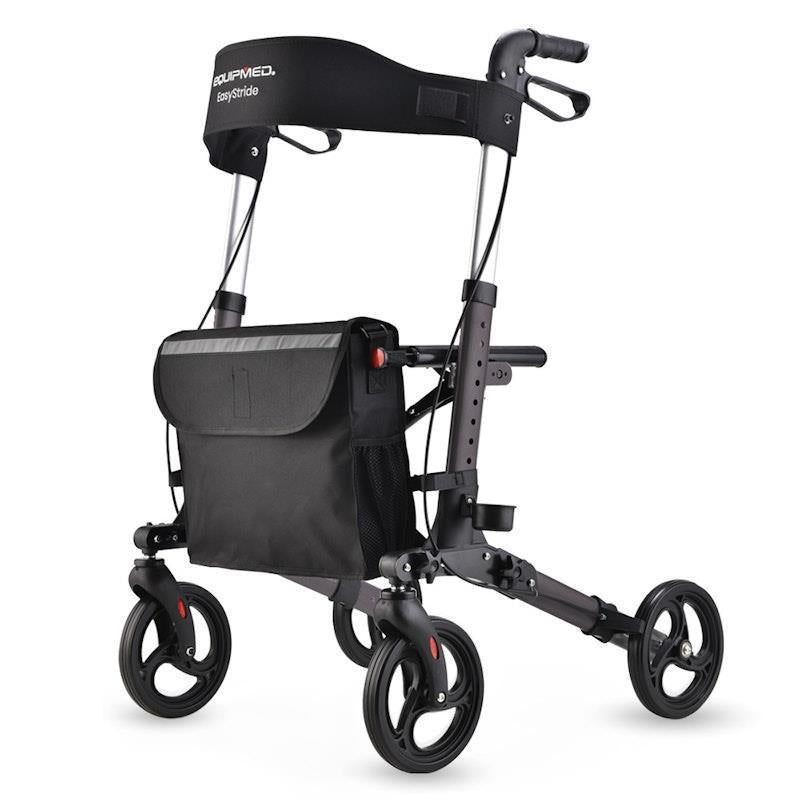 Equipmed Foldable Aluminium Walking Frame Rollator Titanium Colour