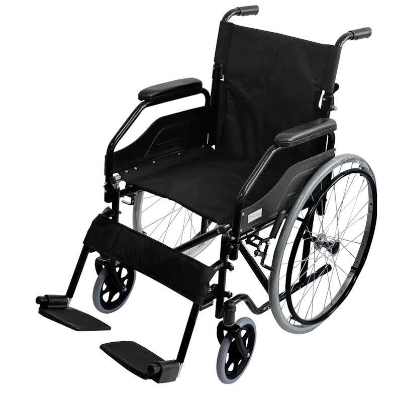 Orthonica 24in Self Propelled Foldable Steel Wheelchair Black
