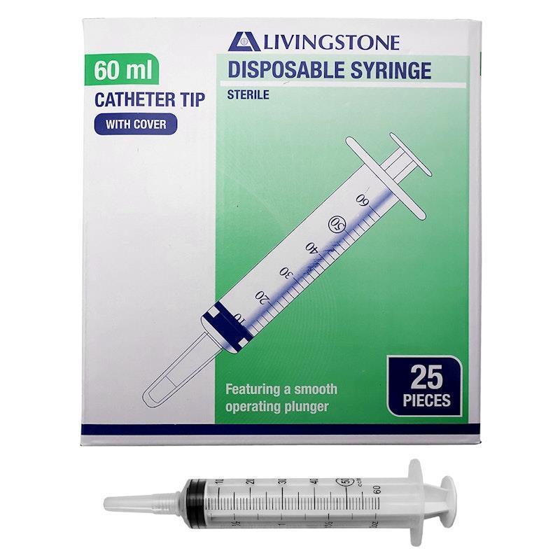 Livingstone Syringe Catheter Tip with Cap 60ml 25 Pieces/Box