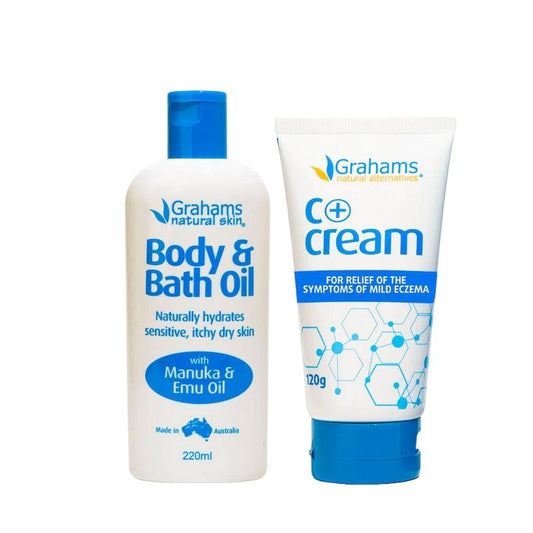 Grahams Natural Itchy Skin Care Pack C+ - Eczema Cream & Bath Oil