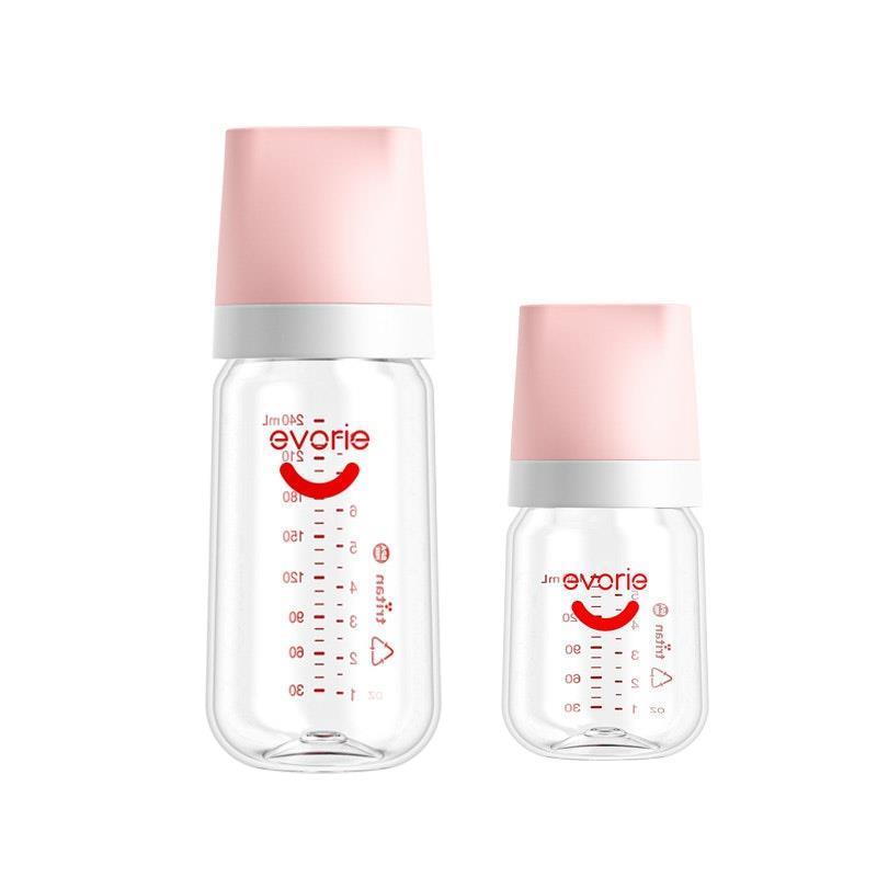 Evorie Tritan Wide-neck Baby Milk Feeding Bottle Starter Set - 160mL & 240mL, Pink